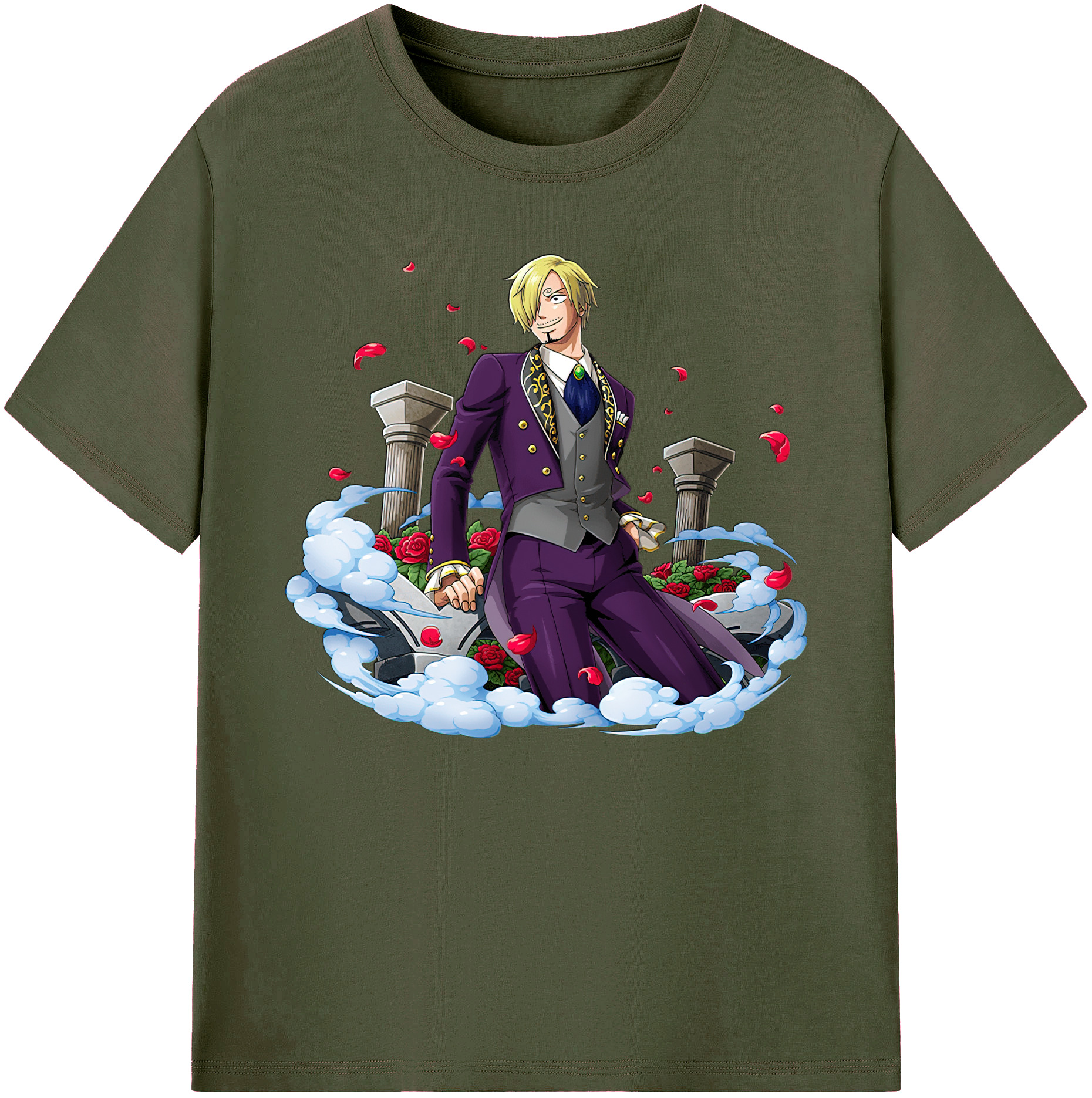 （画像用） ワンピース サンジ ONE PIECE Sanji 綿100％ メンズ半袖Tシャツ｜肌触りやわらか＆通気性